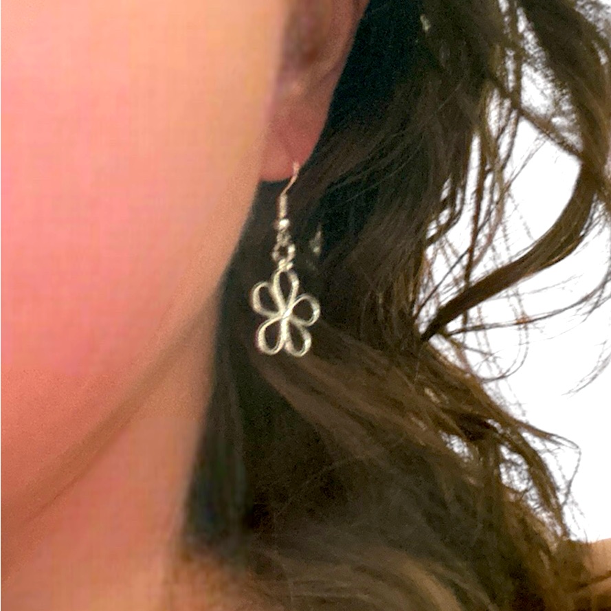 Silver Hollow Flower Fashion Earrings
